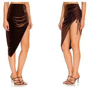 Amanda Uprichard Aviette Skirt in Cocoa Brown - Velvet Asymmetrical - Size Small
